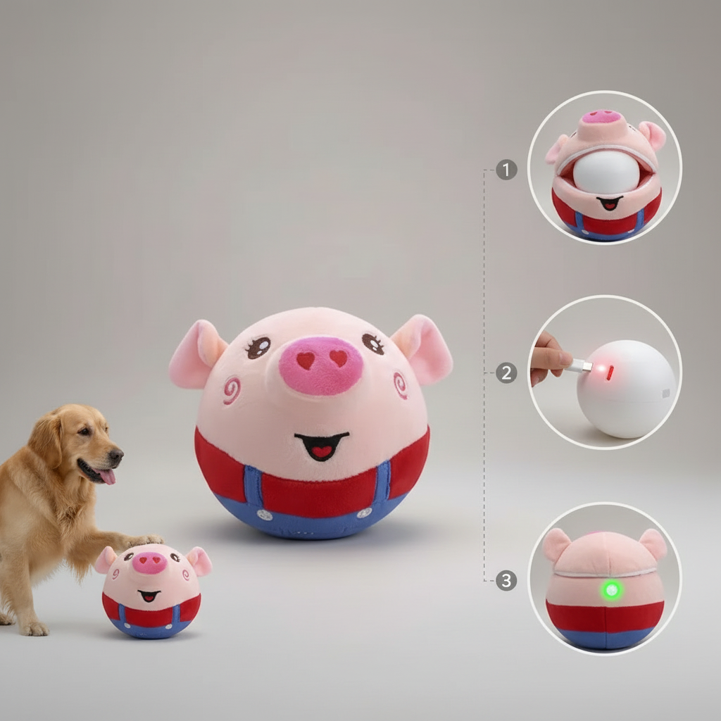 Pelota Cerdito Saltarina Interactiva – Juega Sola y Recargable