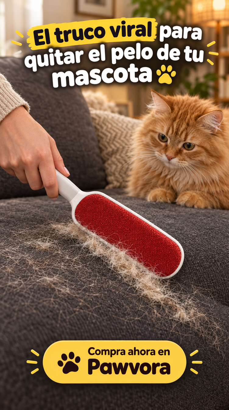 Quitapelos quitando pelo de gato del sofá