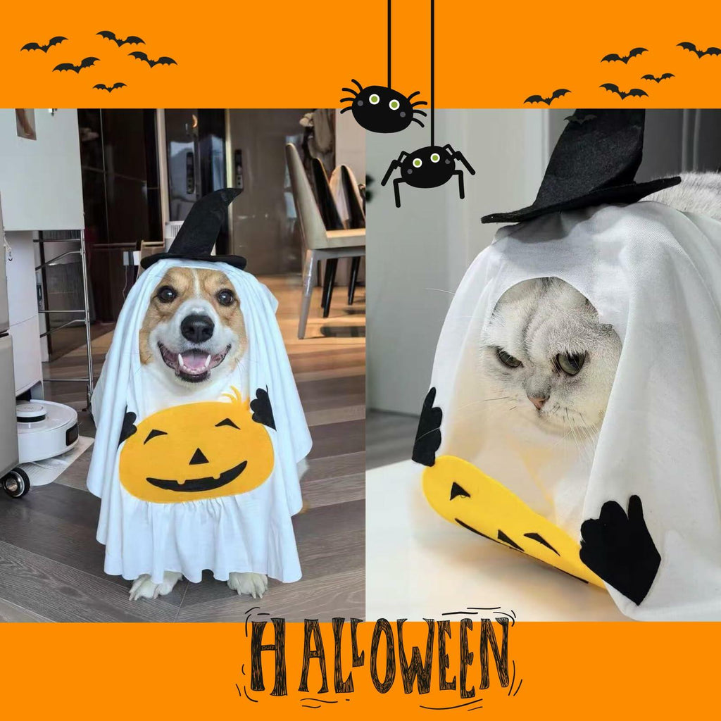 Disfraz de Fantasma con Calabaza para Perros y Gatos – detalle 5 | Pawvora