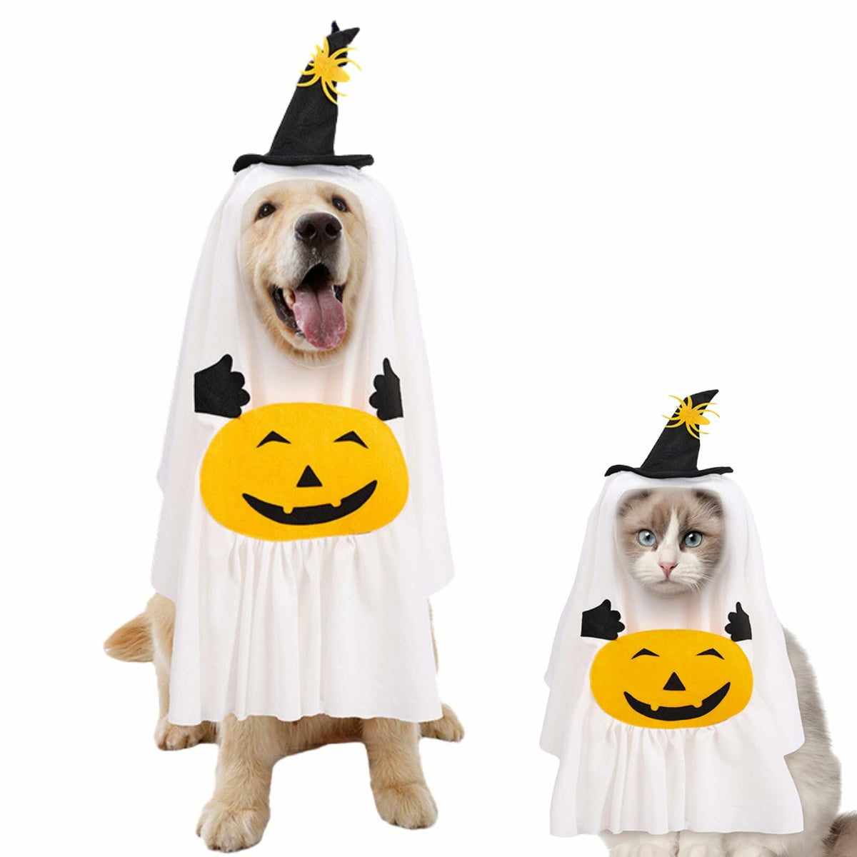 Disfraz de Fantasma con Calabaza para Perros y Gatos | Pawvora